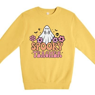 Groovy Halloween Spooky Teacher Trick Or Teach Teacher Gift Premium Crewneck Sweatshirt