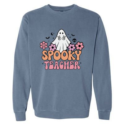 Groovy Halloween Spooky Teacher Trick Or Teach Teacher Gift Garment-Dyed Sweatshirt