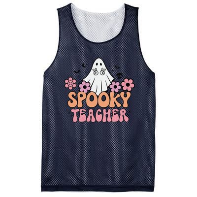 Groovy Halloween Spooky Teacher Trick Or Teach Teacher Gift Mesh Reversible Basketball Jersey Tank