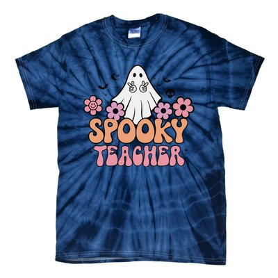 Groovy Halloween Spooky Teacher Trick Or Teach Teacher Gift Tie-Dye T-Shirt