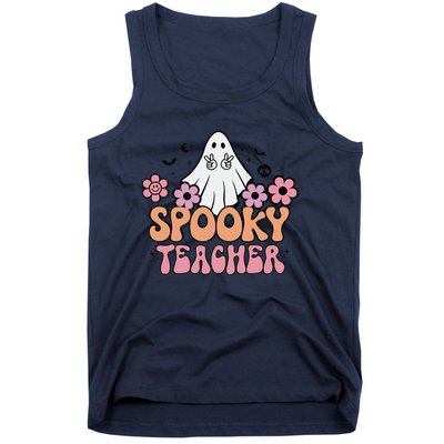 Groovy Halloween Spooky Teacher Trick Or Teach Teacher Gift Tank Top