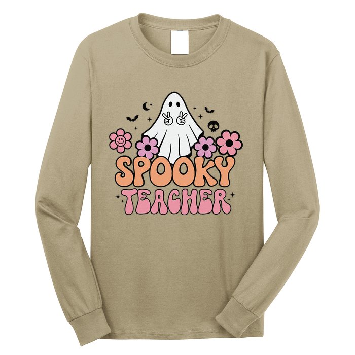 Groovy Halloween Spooky Teacher Trick Or Teach Teacher Gift Long Sleeve Shirt