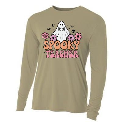 Groovy Halloween Spooky Teacher Trick Or Teach Teacher Gift Cooling Performance Long Sleeve Crew