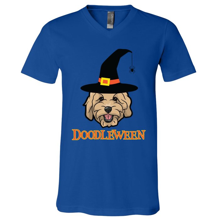 Goldendoodle Halloween Spooky Golden Doodle Dog Gift V-Neck T-Shirt