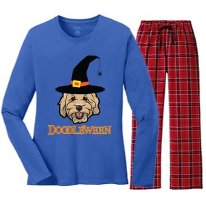 Goldendoodle Halloween Spooky Golden Doodle Dog Gift Women's Long Sleeve Flannel Pajama Set 