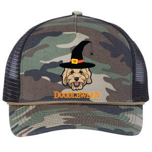 Goldendoodle Halloween Spooky Golden Doodle Dog Gift Retro Rope Trucker Hat Cap