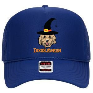 Goldendoodle Halloween Spooky Golden Doodle Dog Gift High Crown Mesh Back Trucker Hat