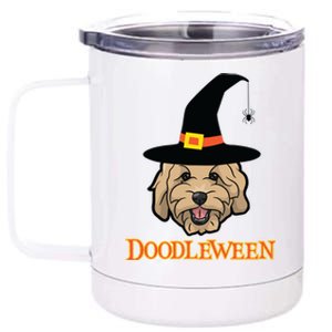 Goldendoodle Halloween Spooky Golden Doodle Dog Gift 12 oz Stainless Steel Tumbler Cup