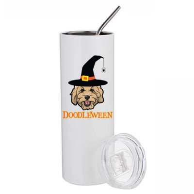 Goldendoodle Halloween Spooky Golden Doodle Dog Gift Stainless Steel Tumbler