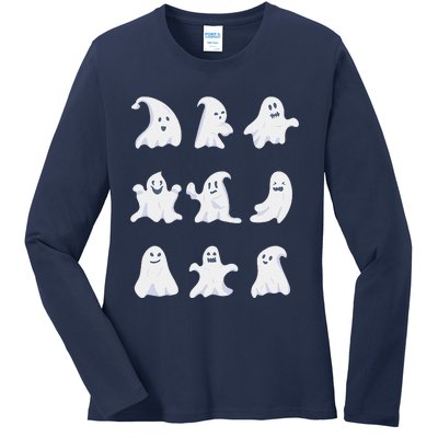 Ghost Halloween Spooky Spirit Scary Trick Or Treat Fear Gift Ladies Long Sleeve Shirt