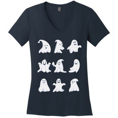 Ghost Halloween Spooky Spirit Scary Trick Or Treat Fear Gift Women's V-Neck T-Shirt