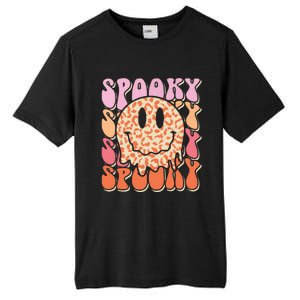 Groovy Halloween Spooky Leopard Smile Face Checkered Tall Fusion ChromaSoft Performance T-Shirt