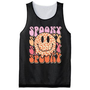 Groovy Halloween Spooky Leopard Smile Face Checkered Mesh Reversible Basketball Jersey Tank