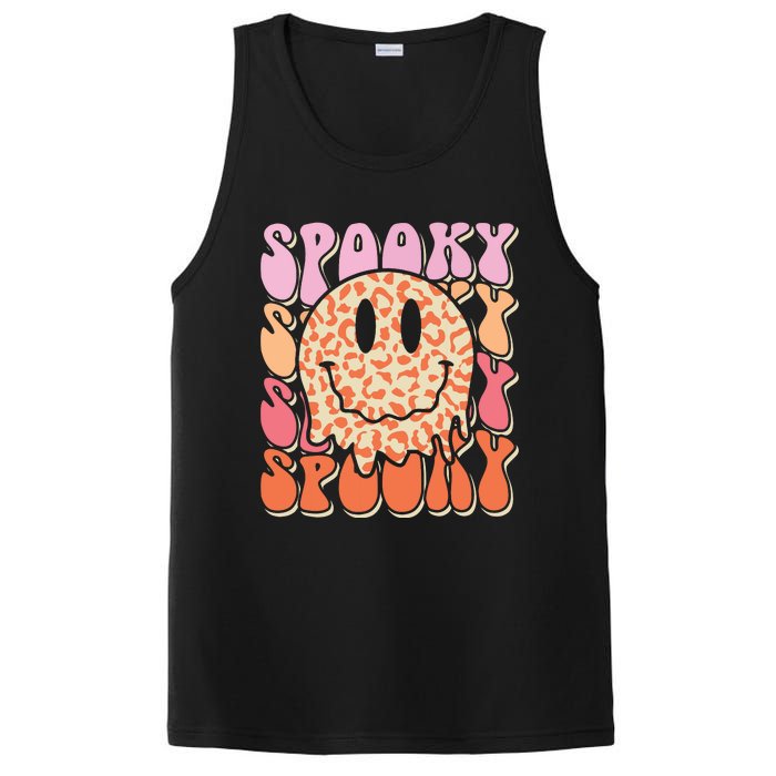 Groovy Halloween Spooky Leopard Smile Face Checkered PosiCharge Competitor Tank