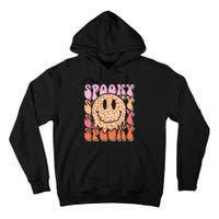 Groovy Halloween Spooky Leopard Smile Face Checkered Tall Hoodie