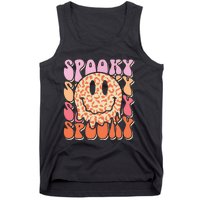 Groovy Halloween Spooky Leopard Smile Face Checkered Tank Top