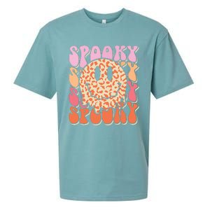 Groovy Halloween Spooky Leopard Smile Face Checkered Sueded Cloud Jersey T-Shirt