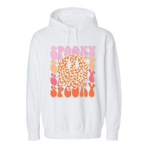 Groovy Halloween Spooky Leopard Smile Face Checkered Garment-Dyed Fleece Hoodie