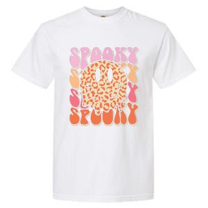 Groovy Halloween Spooky Leopard Smile Face Checkered Garment-Dyed Heavyweight T-Shirt