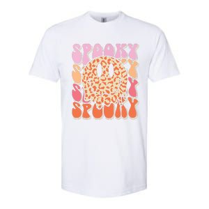 Groovy Halloween Spooky Leopard Smile Face Checkered Softstyle CVC T-Shirt