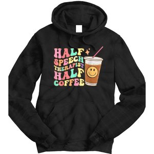 Groovy Half Speech Therapist Half Coffee SLP Speech Therapy Tie Dye Hoodie