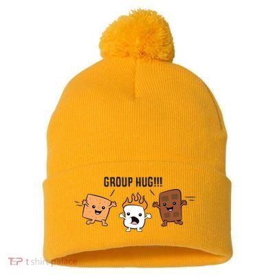 Group Hug S'mores Campfire Marshmallow Chocolate Smores Funny Gift Pom Pom 12in Knit Beanie