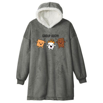 Group Hug S'mores Campfire Marshmallow Chocolate Smores Funny Gift Hooded Wearable Blanket
