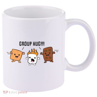 Group Hug S'mores Campfire Marshmallow Chocolate Smores Funny Gift 11oz C Handle Ceramic Mug
