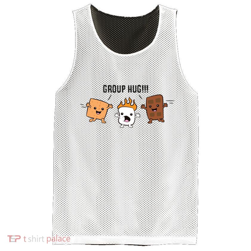 Group Hug S'mores Campfire Marshmallow Chocolate Smores Funny Gift Mesh Reversible Basketball Jersey Tank