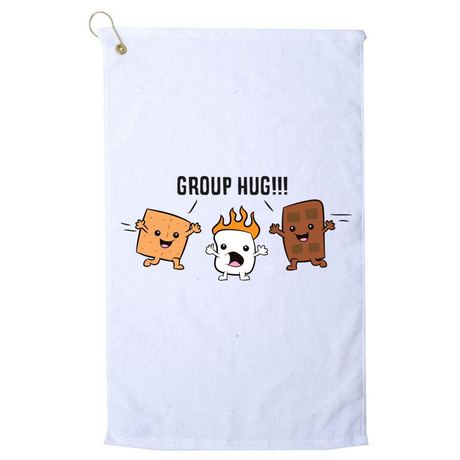 Group Hug S'mores Campfire Marshmallow Chocolate Smores Funny Gift Golf Towel