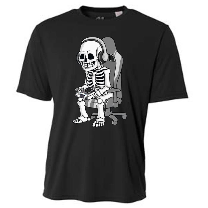 Gaming Halloween Skeleton Scary Gamer Cooling Performance Crew T-Shirt