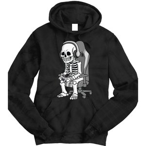 Gaming Halloween Skeleton Scary Gamer Tie Dye Hoodie