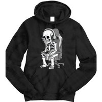 Gaming Halloween Skeleton Scary Gamer Tie Dye Hoodie