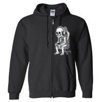 Gaming Halloween Skeleton Scary Gamer Full Zip Hoodie