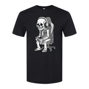 Gaming Halloween Skeleton Scary Gamer Softstyle CVC T-Shirt