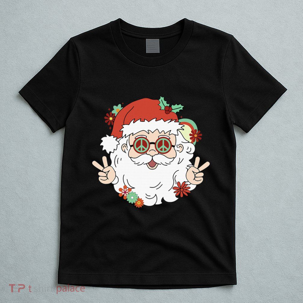 Groovy Hippy Santa Clause 80S Retro Christmas Design Gift T-Shirt