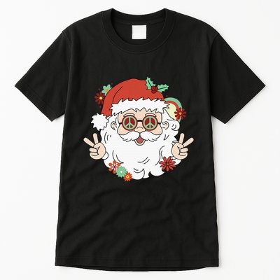 Groovy Hippy Santa Clause 80S Retro Christmas Design Gift Tall T-Shirt