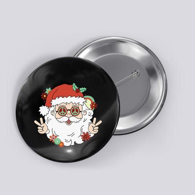 Groovy Hippy Santa Clause 80S Retro Christmas Design Gift Button