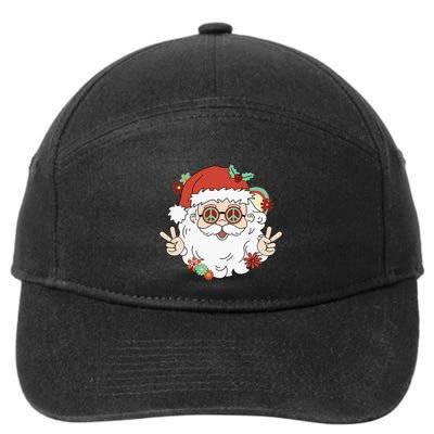 Groovy Hippy Santa Clause 80S Retro Christmas Design Gift 7-Panel Snapback Hat
