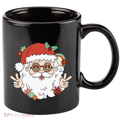 Groovy Hippy Santa Clause 80S Retro Christmas Design Gift 11oz C Handle Ceramic Mug