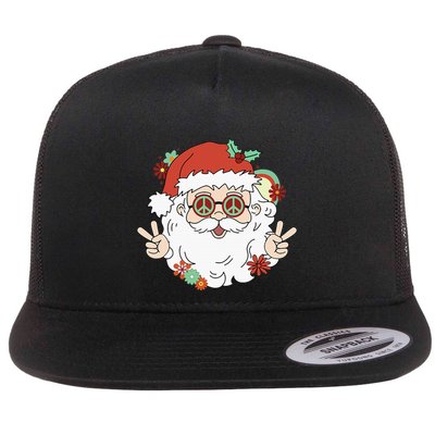 Groovy Hippy Santa Clause 80S Retro Christmas Design Gift Flatbill Hat