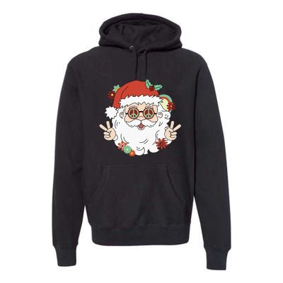 Groovy Hippy Santa Clause 80S Retro Christmas Design Gift Premium Hoodie