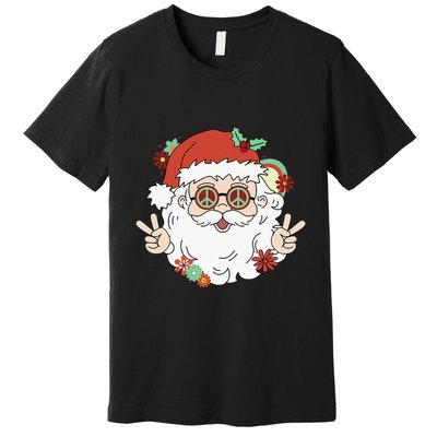 Groovy Hippy Santa Clause 80S Retro Christmas Design Gift Premium T-Shirt
