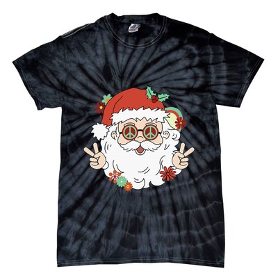 Groovy Hippy Santa Clause 80S Retro Christmas Design Gift Tie-Dye T-Shirt