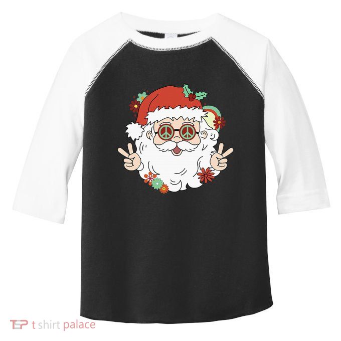 Groovy Hippy Santa Clause 80S Retro Christmas Design Gift Toddler Fine Jersey T-Shirt