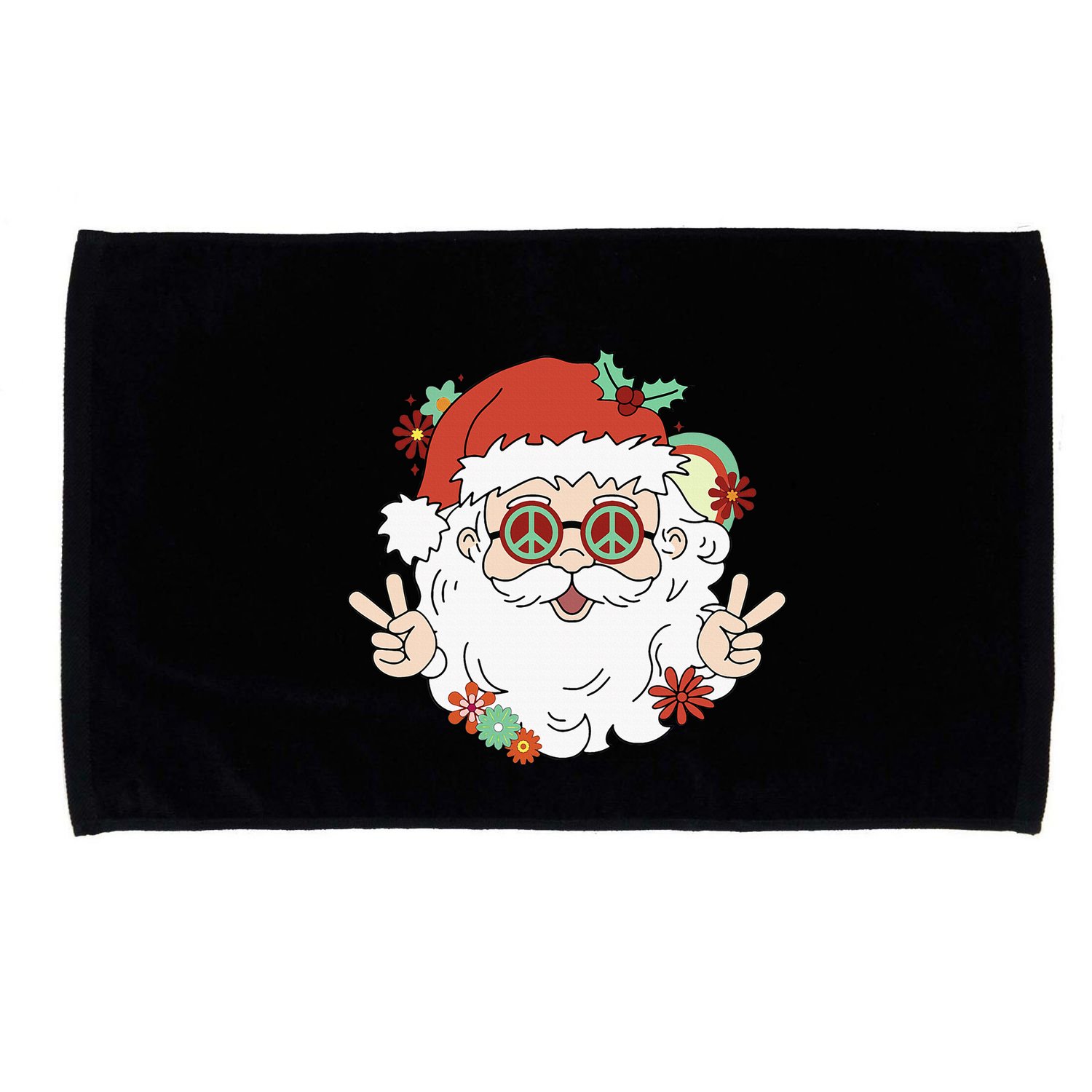 Groovy Hippy Santa Clause 80S Retro Christmas Design Gift Microfiber Hand Towel