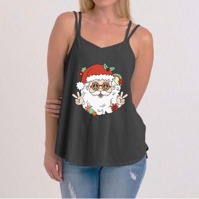 Groovy Hippy Santa Clause 80S Retro Christmas Design Gift Women's Strappy Tank