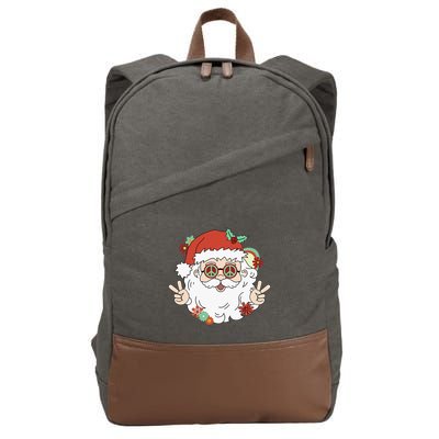 Groovy Hippy Santa Clause 80S Retro Christmas Design Gift Cotton Canvas Backpack