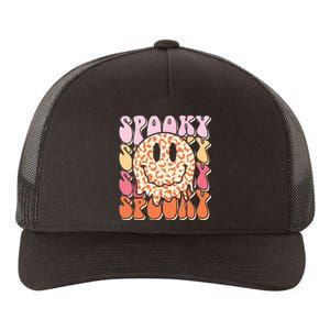 Groovy Halloween Spooky Leopard Smile Face Checkered Yupoong Adult 5-Panel Trucker Hat