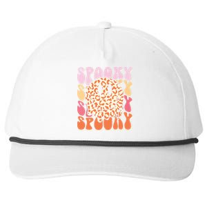 Groovy Halloween Spooky Leopard Smile Face Checkered Snapback Five-Panel Rope Hat